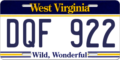 WV license plate DQF922