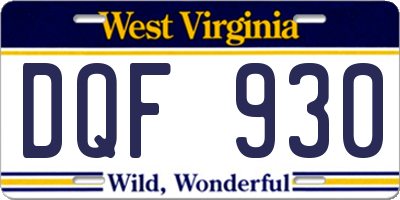 WV license plate DQF930