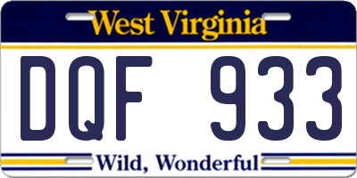 WV license plate DQF933