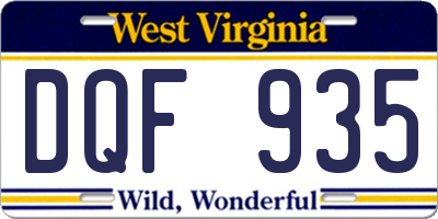 WV license plate DQF935