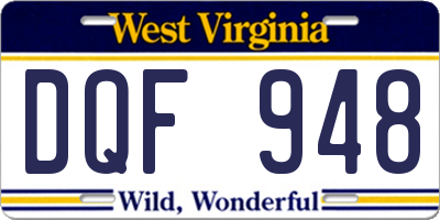 WV license plate DQF948