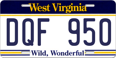 WV license plate DQF950
