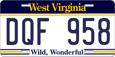 WV license plate DQF958