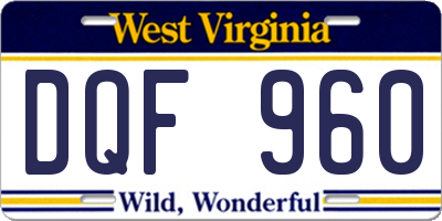 WV license plate DQF960