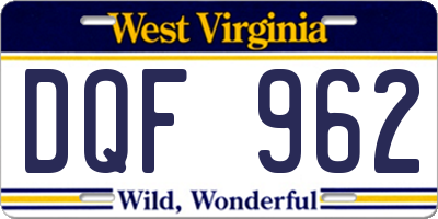 WV license plate DQF962