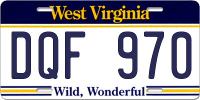 WV license plate DQF970