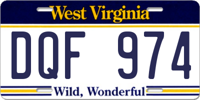 WV license plate DQF974