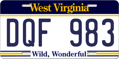WV license plate DQF983