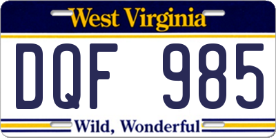 WV license plate DQF985