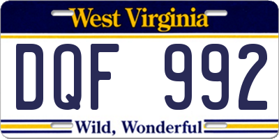 WV license plate DQF992