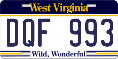 WV license plate DQF993