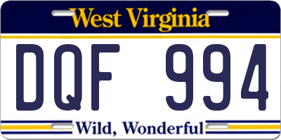 WV license plate DQF994