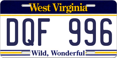 WV license plate DQF996