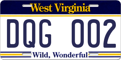 WV license plate DQG002