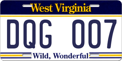 WV license plate DQG007