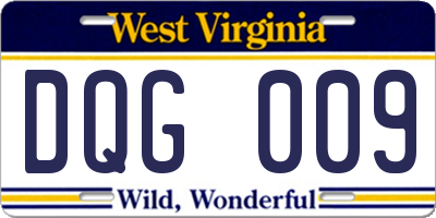 WV license plate DQG009