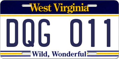 WV license plate DQG011
