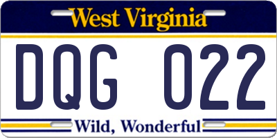 WV license plate DQG022