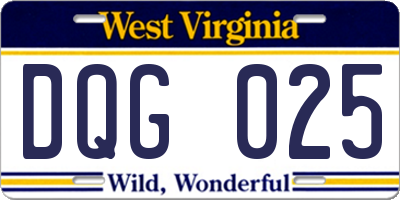 WV license plate DQG025
