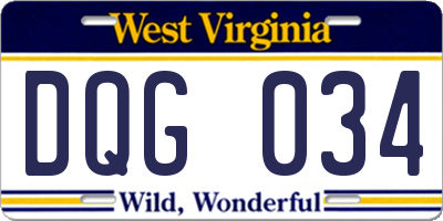 WV license plate DQG034
