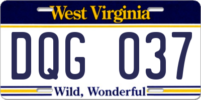 WV license plate DQG037