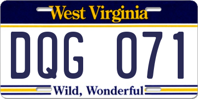 WV license plate DQG071