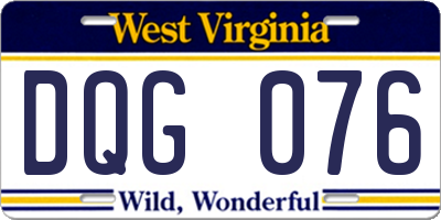 WV license plate DQG076