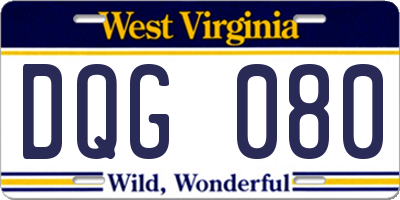 WV license plate DQG080