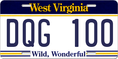 WV license plate DQG100