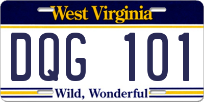 WV license plate DQG101