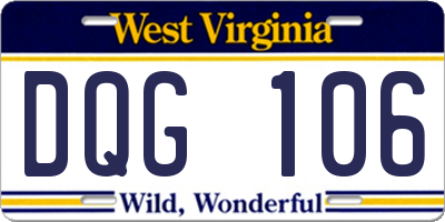 WV license plate DQG106