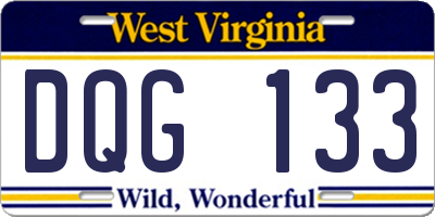WV license plate DQG133