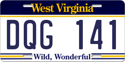 WV license plate DQG141