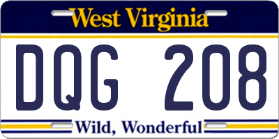 WV license plate DQG208