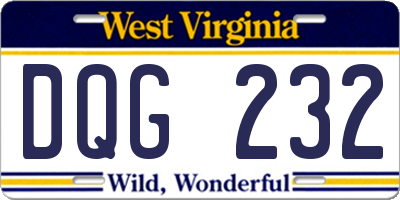 WV license plate DQG232
