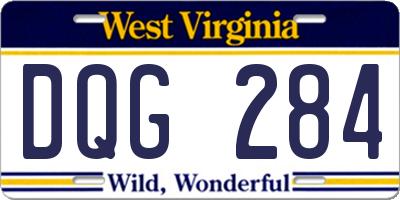 WV license plate DQG284