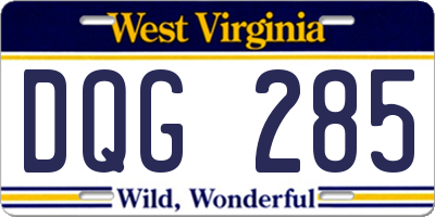 WV license plate DQG285
