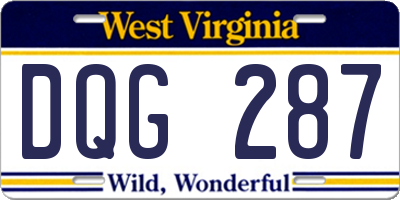WV license plate DQG287