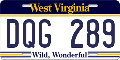 WV license plate DQG289