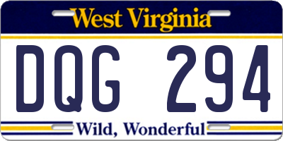 WV license plate DQG294