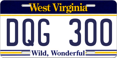 WV license plate DQG300