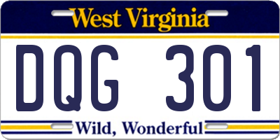 WV license plate DQG301