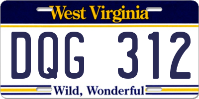 WV license plate DQG312