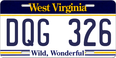 WV license plate DQG326