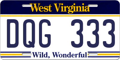 WV license plate DQG333