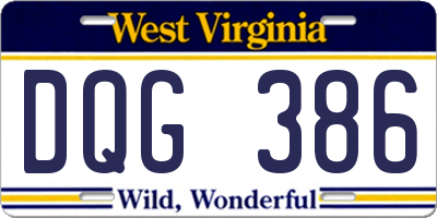 WV license plate DQG386