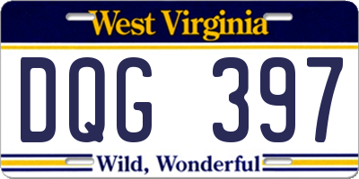 WV license plate DQG397