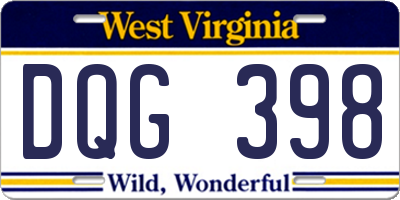 WV license plate DQG398