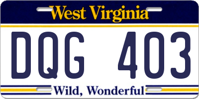 WV license plate DQG403