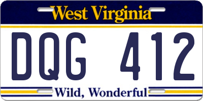 WV license plate DQG412